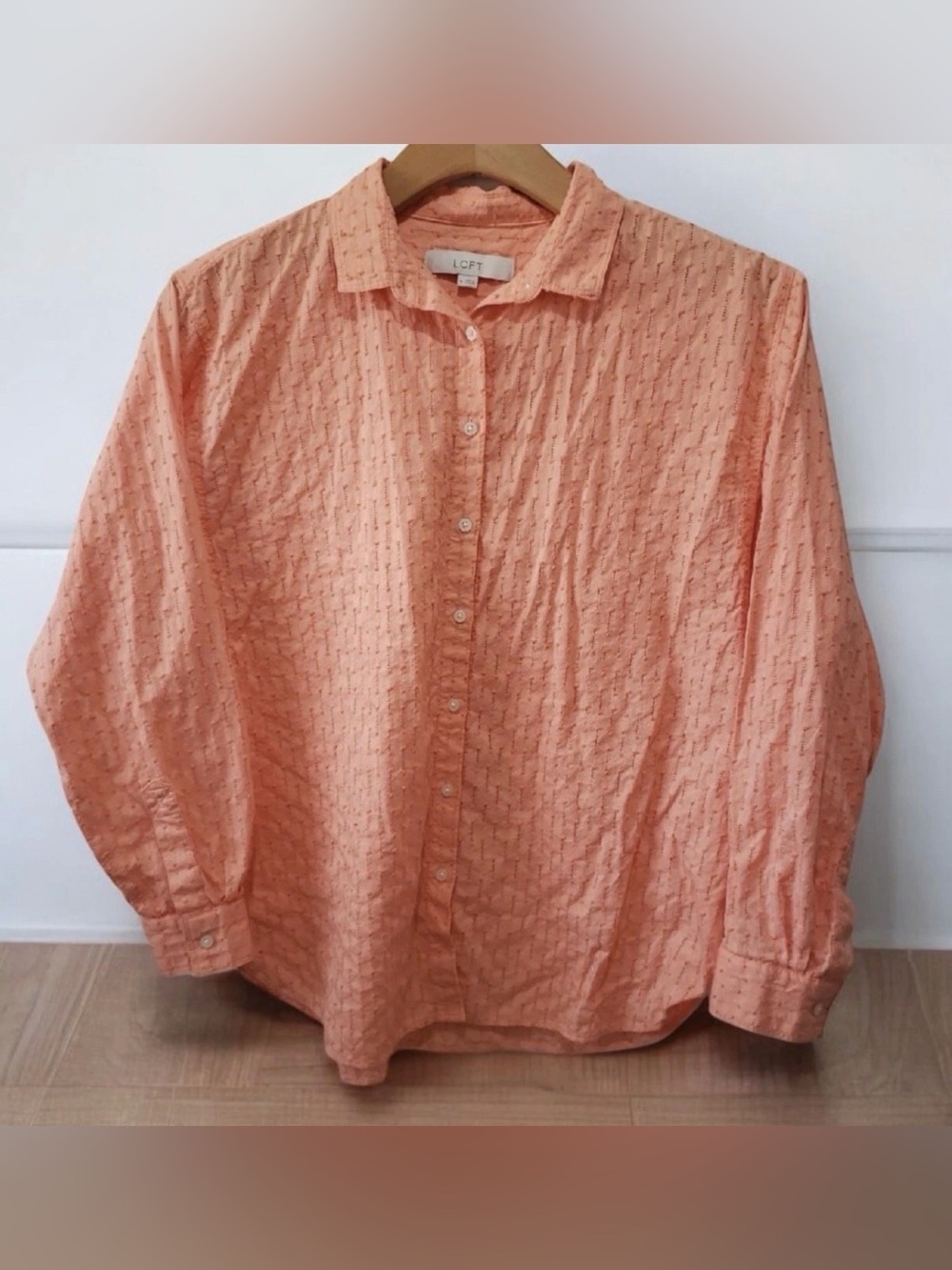 LOFT Peach Textured Button-Down Shirt
